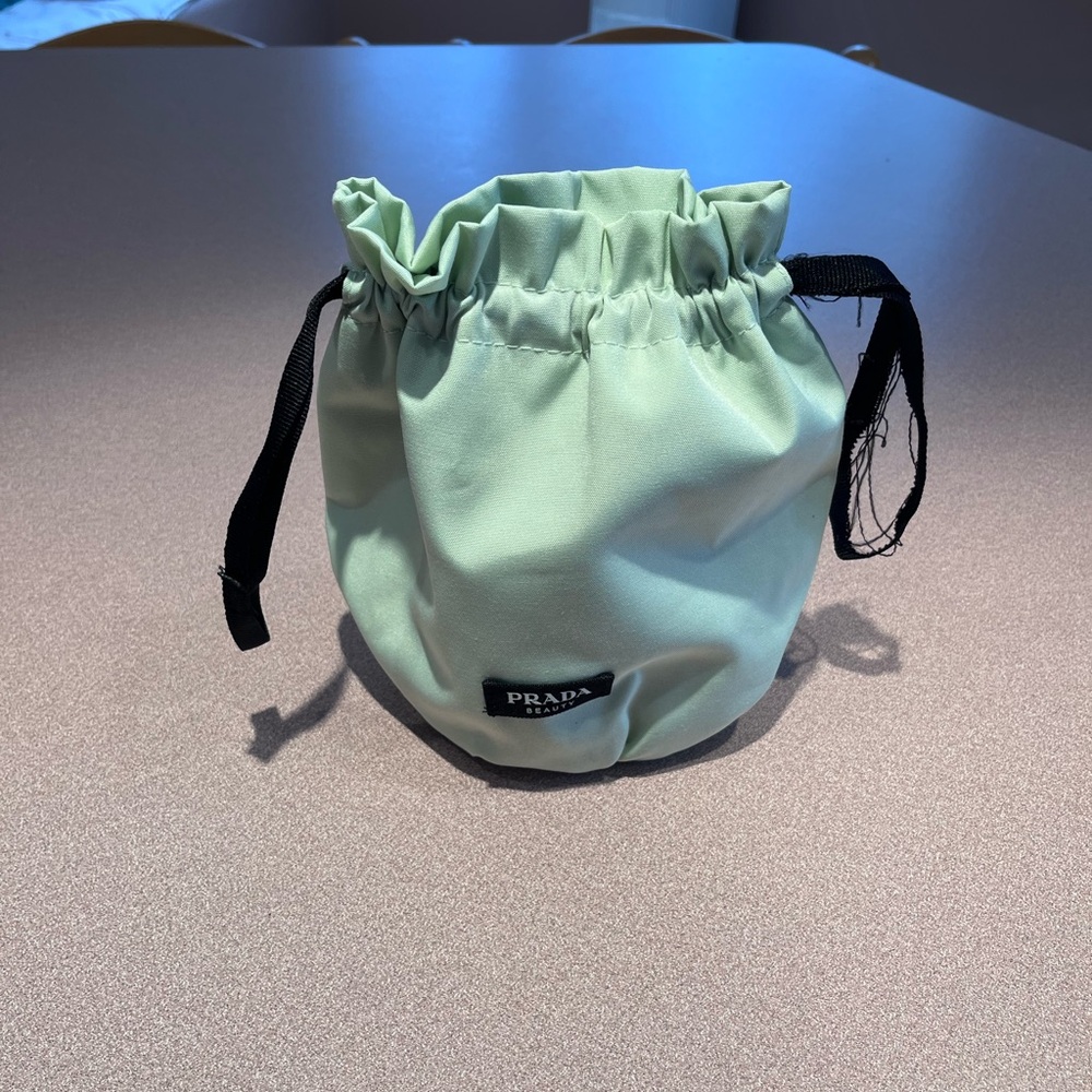 Prada Beauty Green Drawstring Makeup Cosmetic Pouch